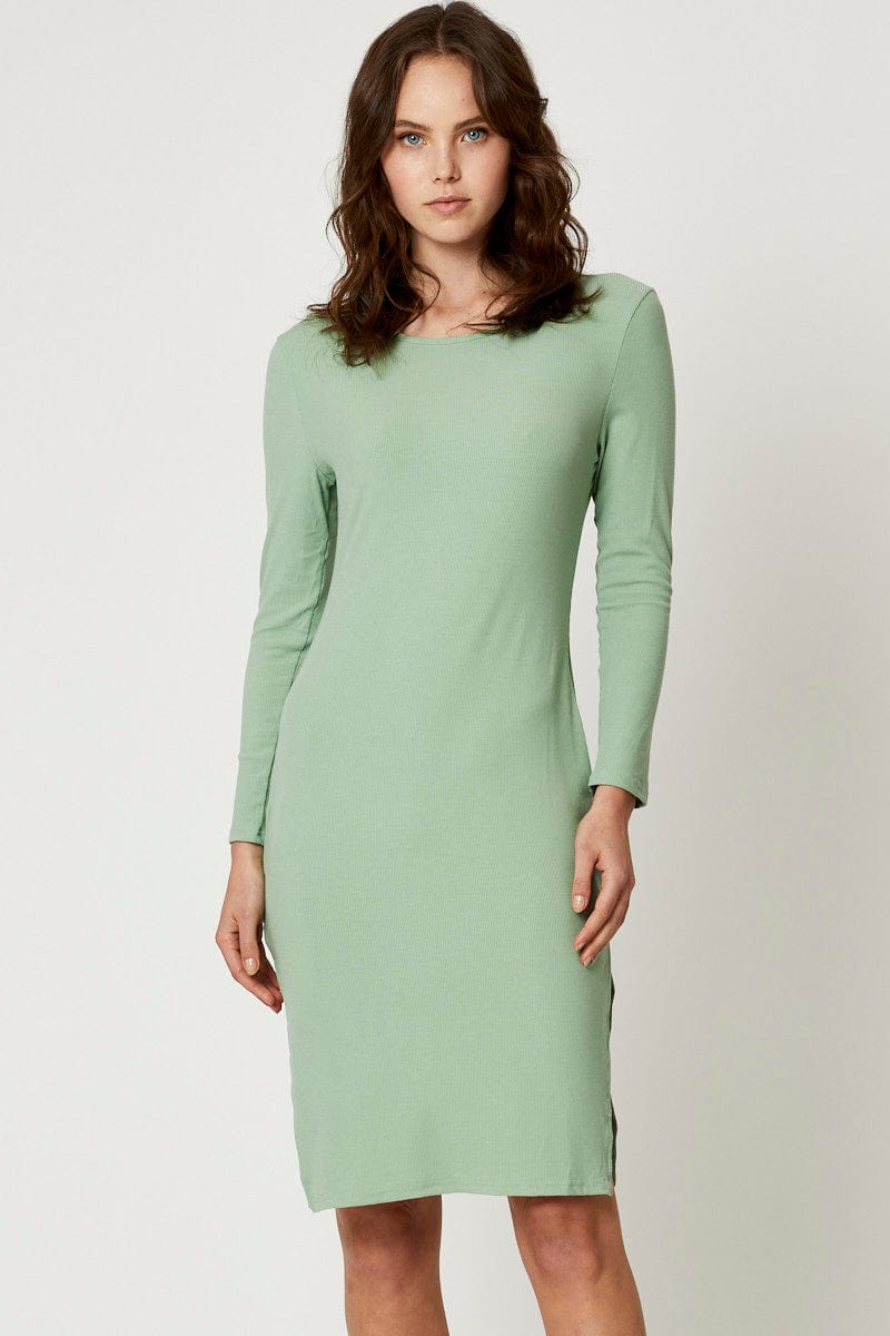 Women's Green Bodycon Midi Dress | Ally Fashion Women's Green Bodycon Midi Dress | Ally Fashion