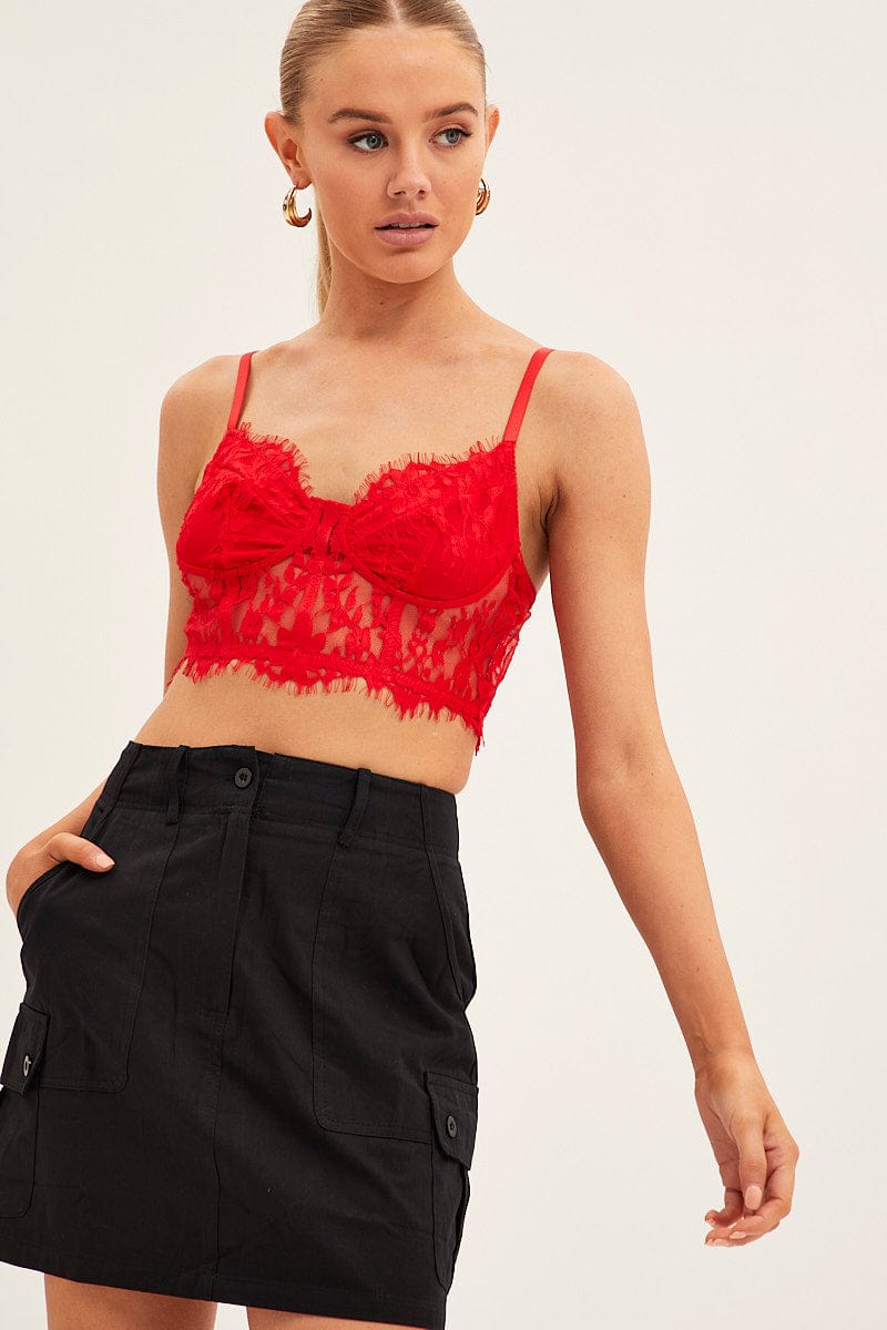 Red Lace Top | Ally Fashion