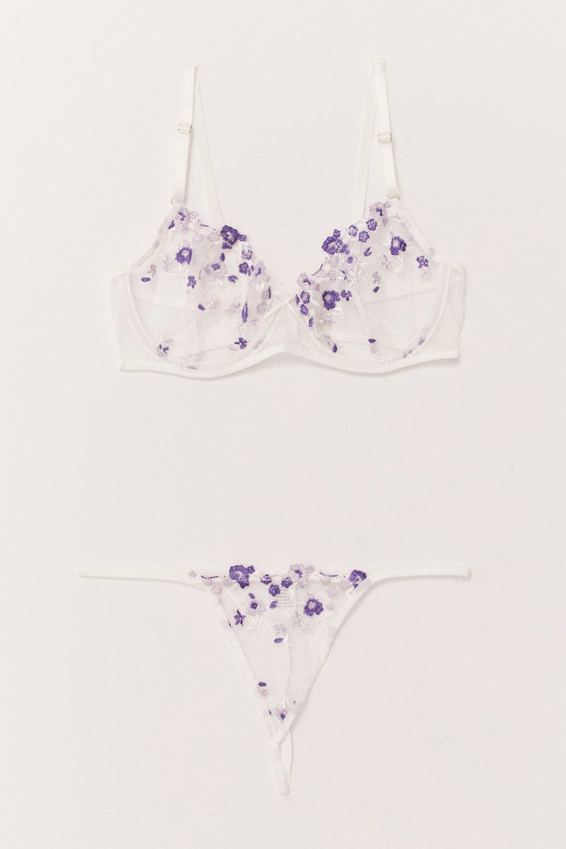 Purple Lace Lingerie Set on the White Wooden Background. Violet Stock Photo  - Image of female, accessories: 109242110