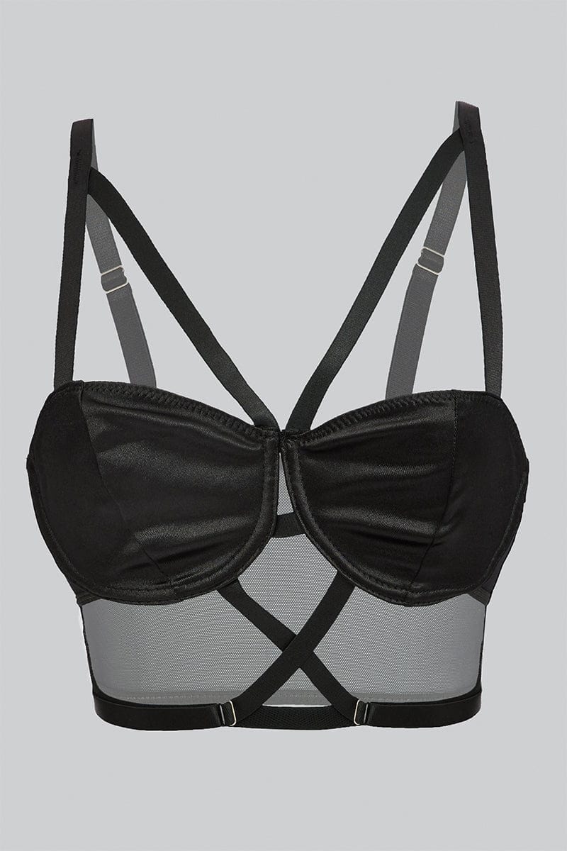 STM Black Strappy Lace Bralette & Hipsters