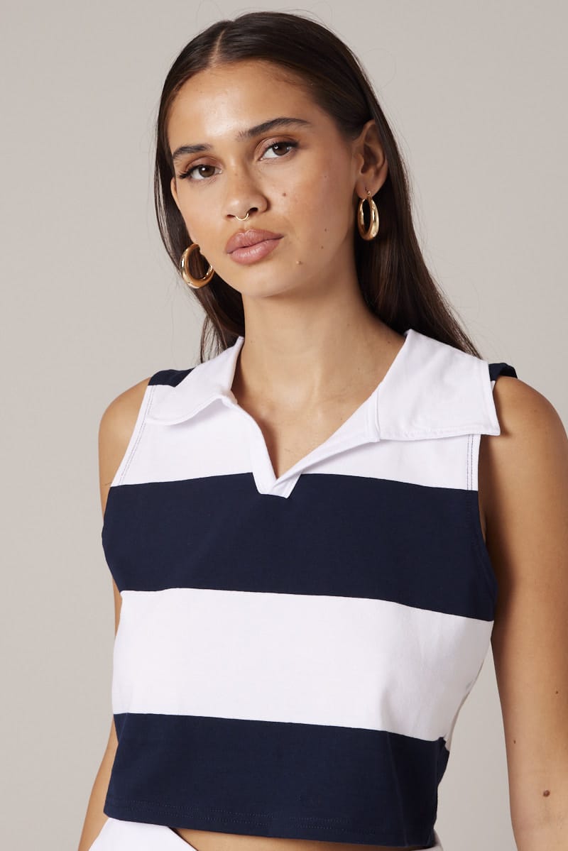 Black Stripe Cropped Top Sleeveless