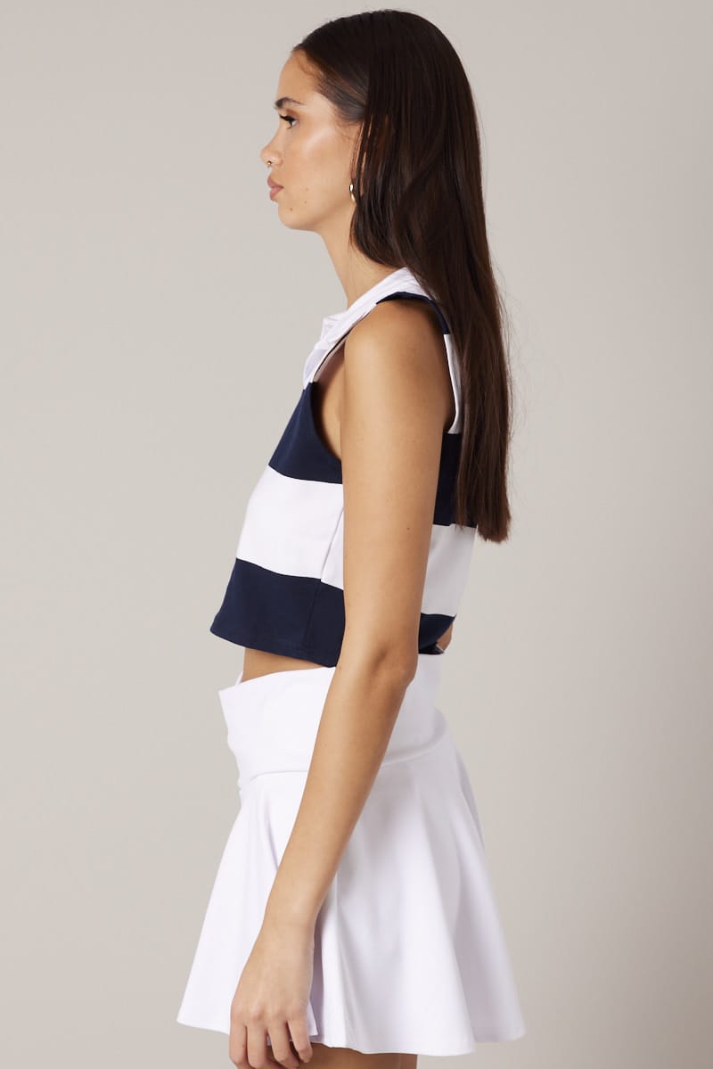 Black Stripe Cropped Top Sleeveless