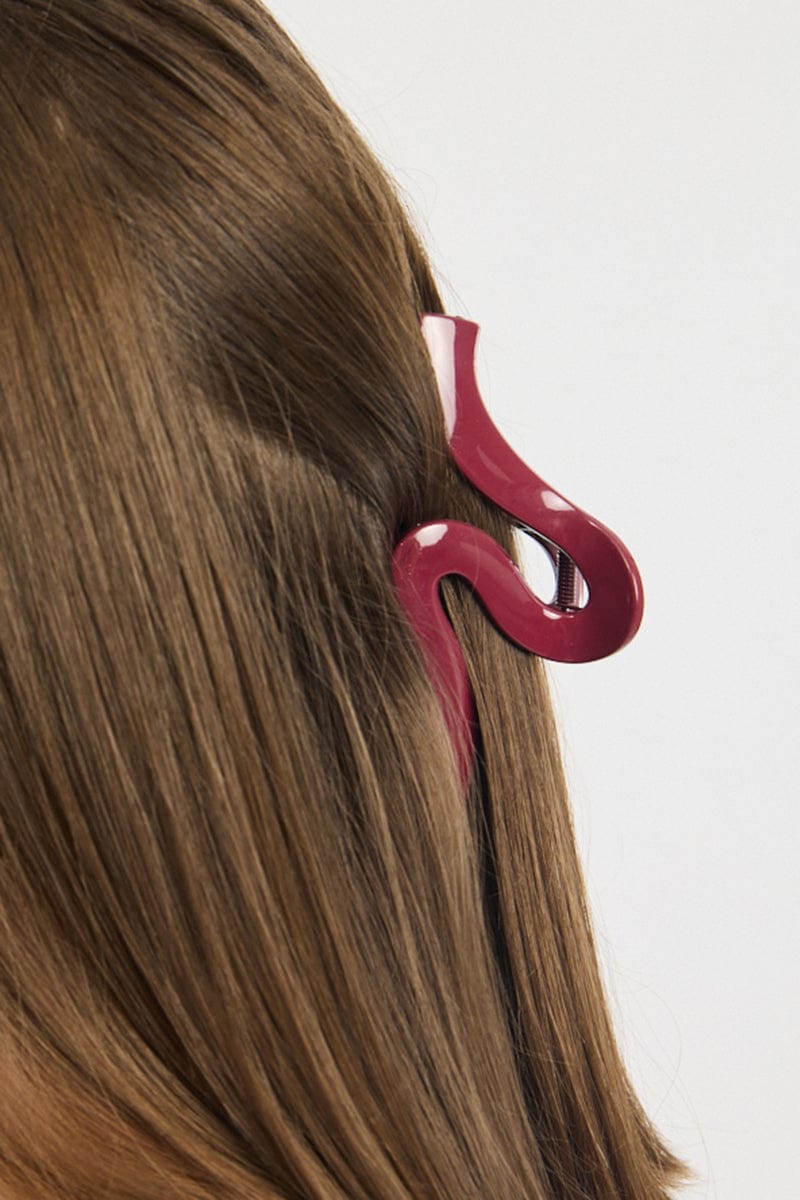 Red Large Wave Hair Claw Clip