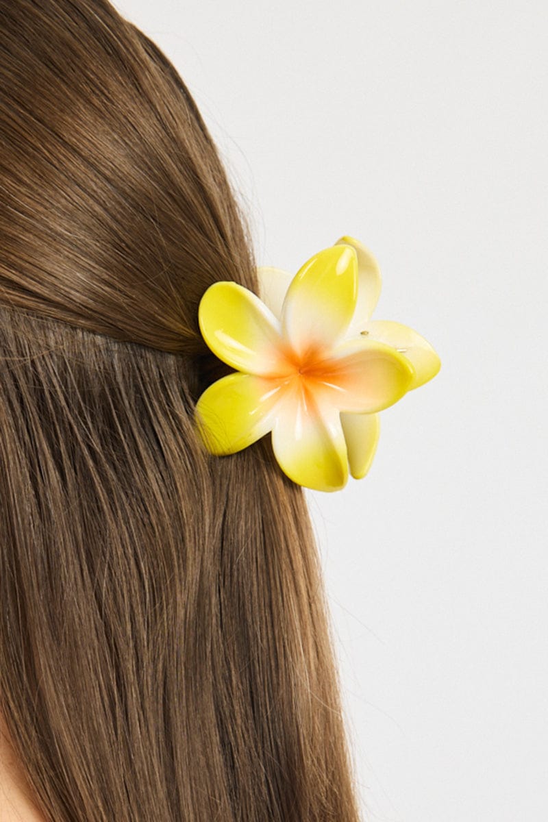 Yellow Hibiscus Flower Hair Claw Clip
