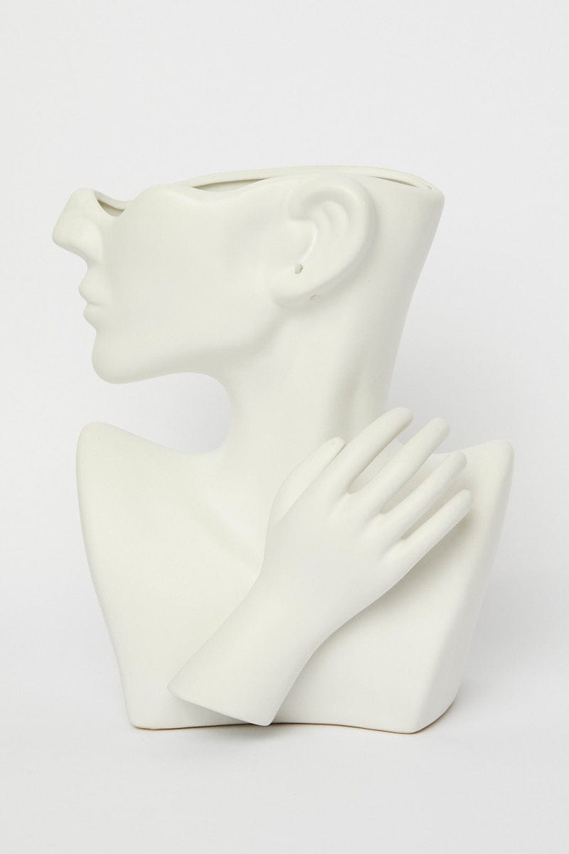 White Statue Head Figure Vase by Ally