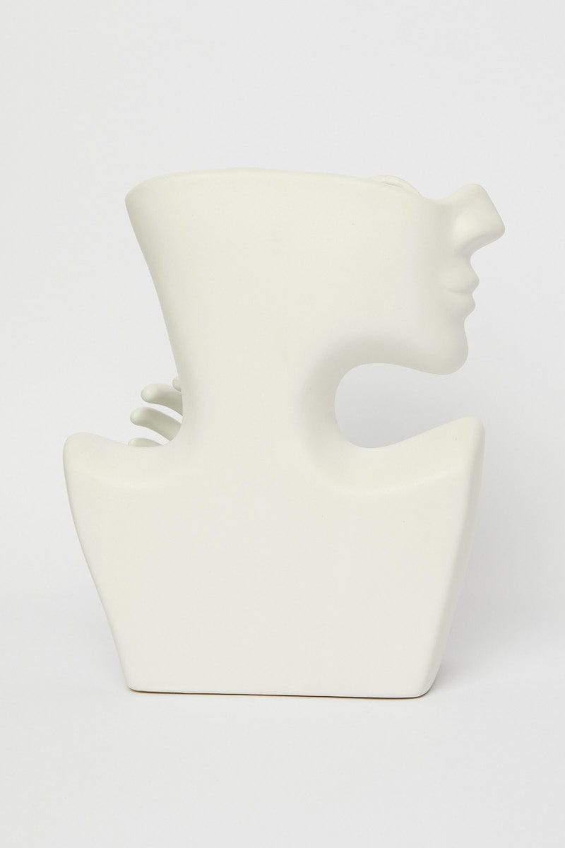 White Statue Head Figure Vase by Ally