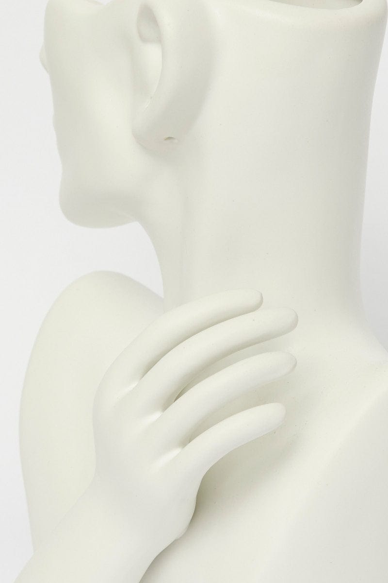 White Statue Head Figure Vase by Ally