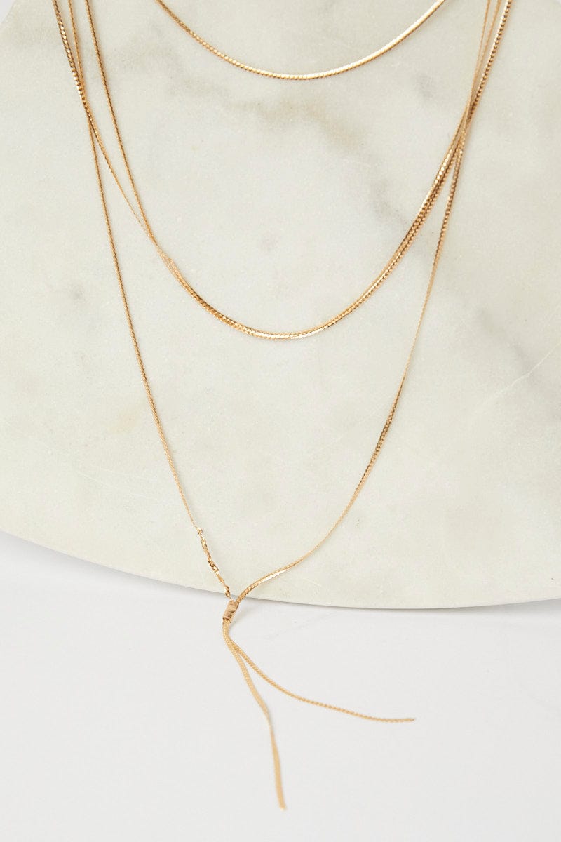 Gold Layered Multi Colour Row Necklace