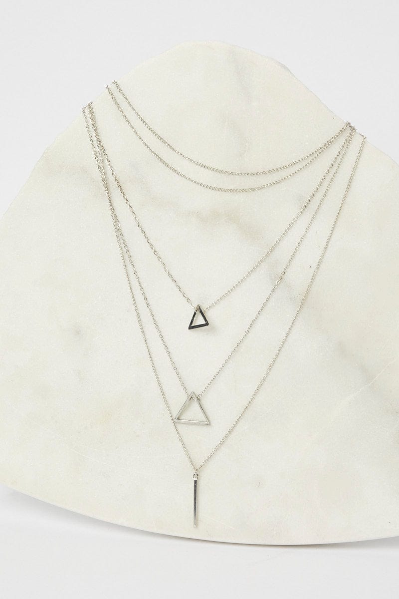 Metallic Geometric Layered Necklace Set for Women by Ally