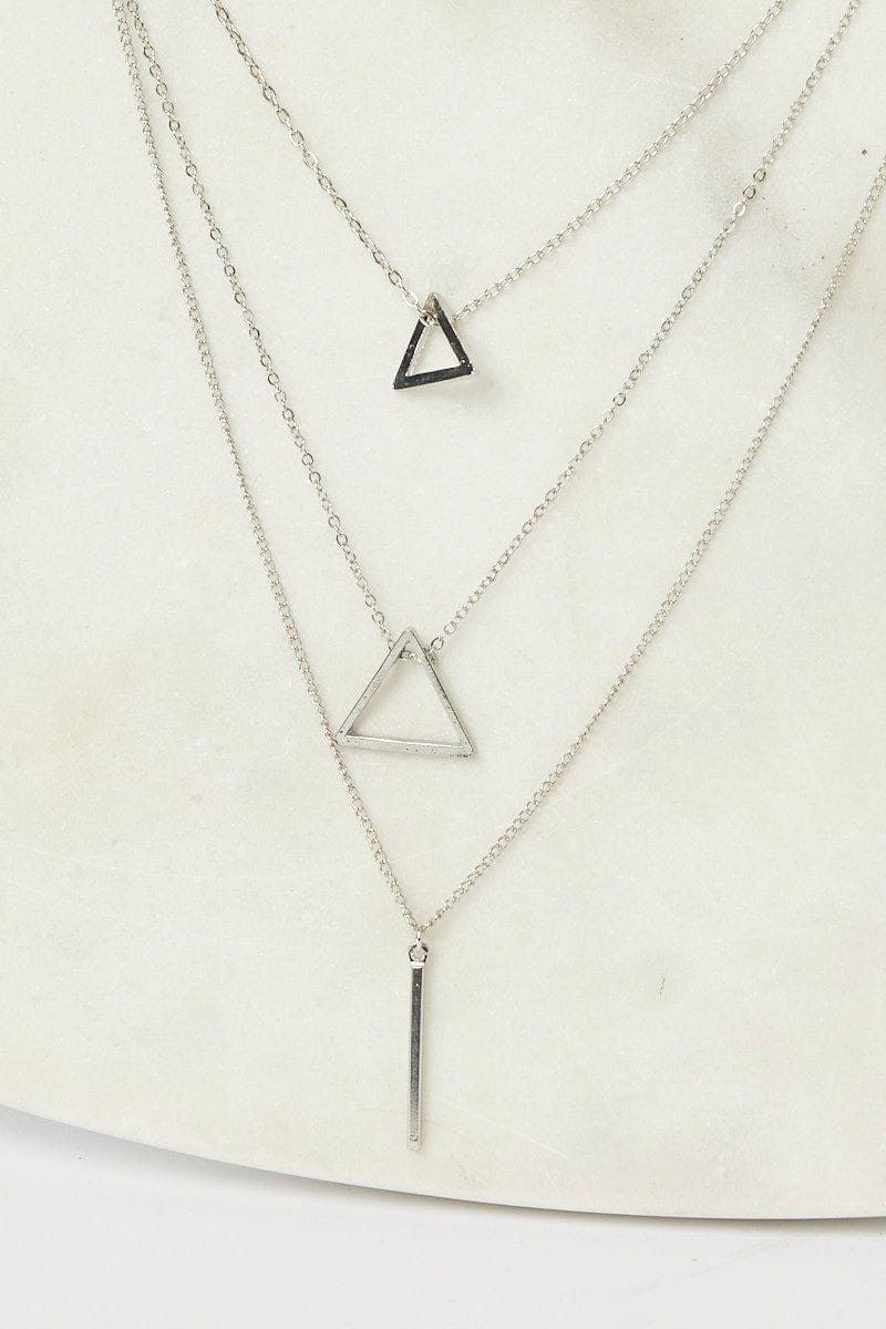 Metallic Geometric Layered Necklace Set for Women by Ally