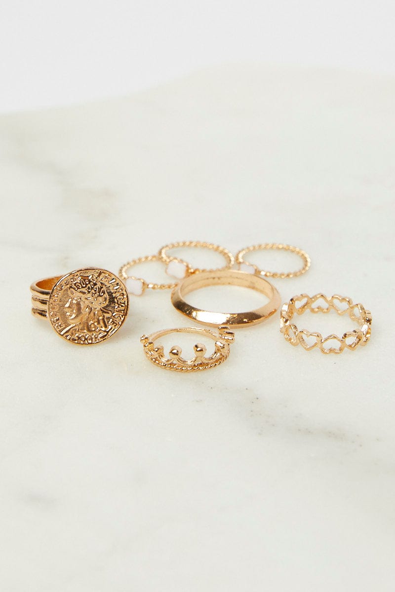 GOLD Stacked Rings Set for Women by Ally