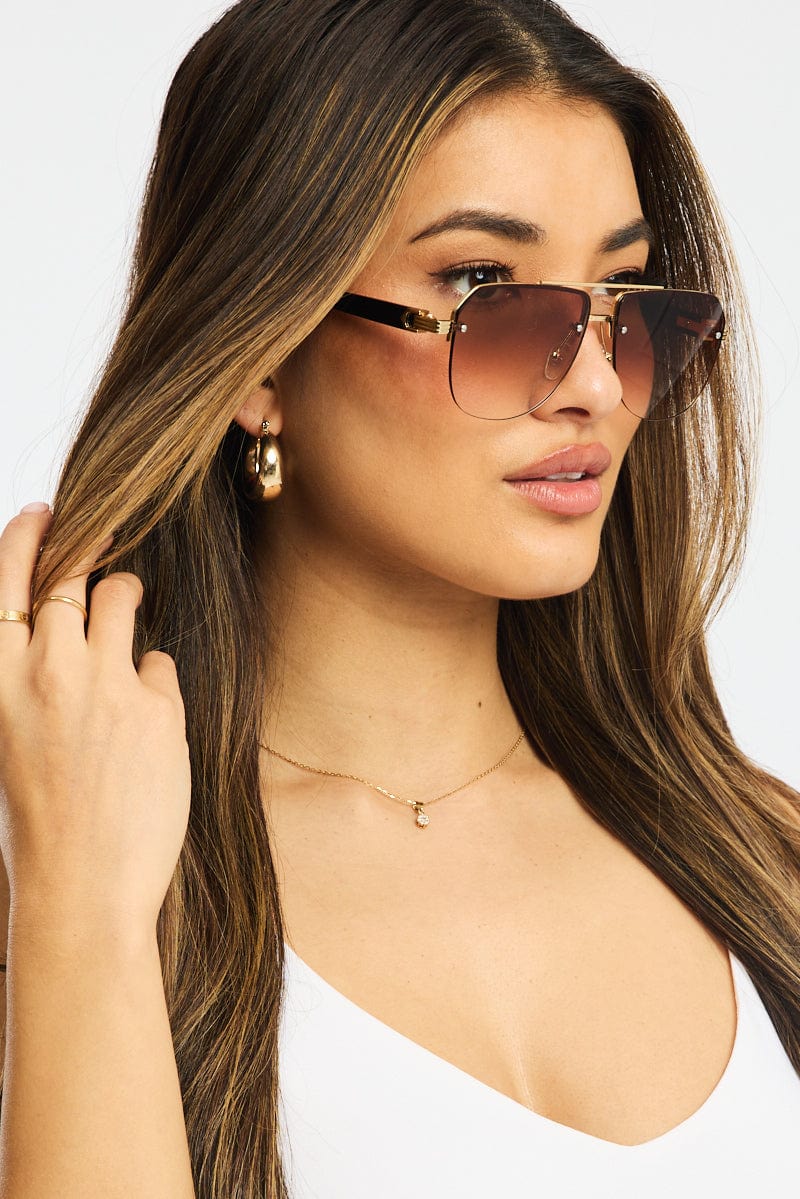 Brown Aviator Sunglasses