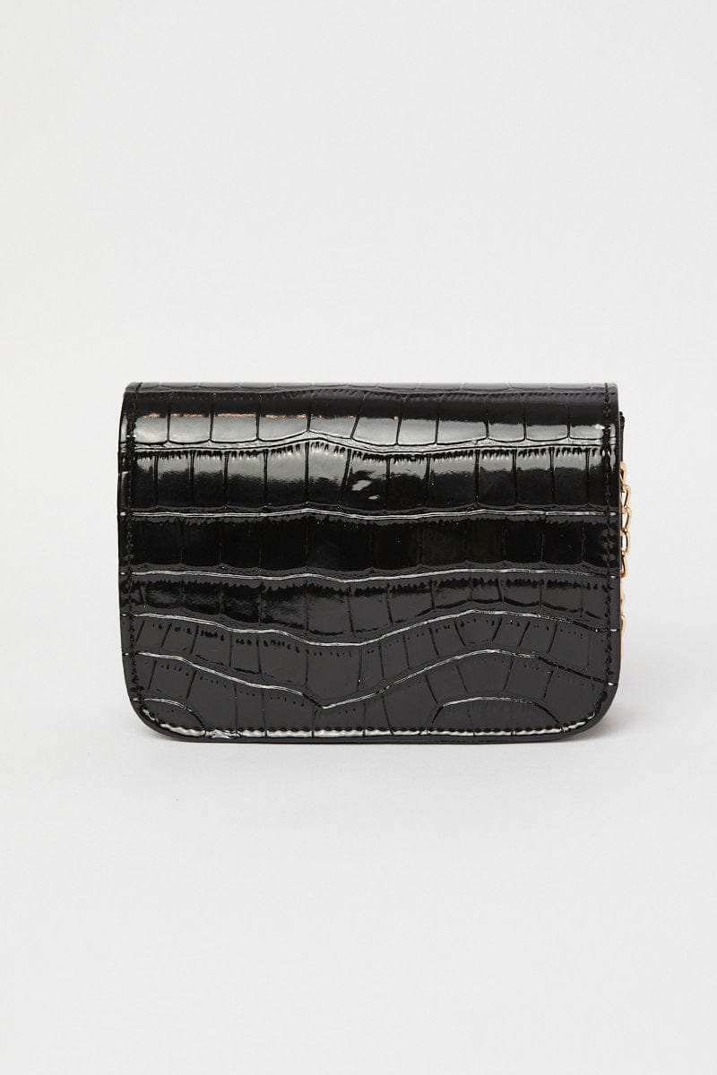 Black Nyla Rose Mock Croc Bag for Women by Ally