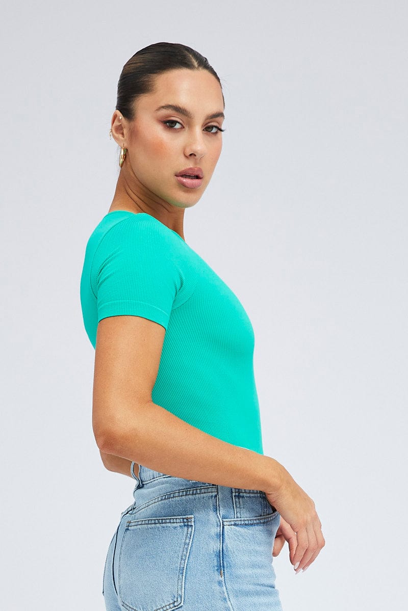 Jade Bodysuit Short sleeve Crew neck Seamless for Women by Ally