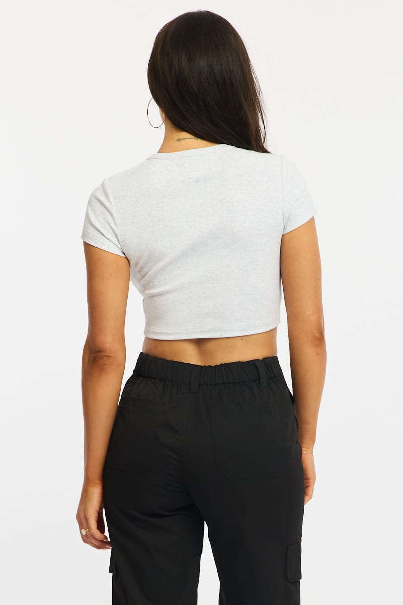 Grey T-shirt Short Sleeve Crew Neck