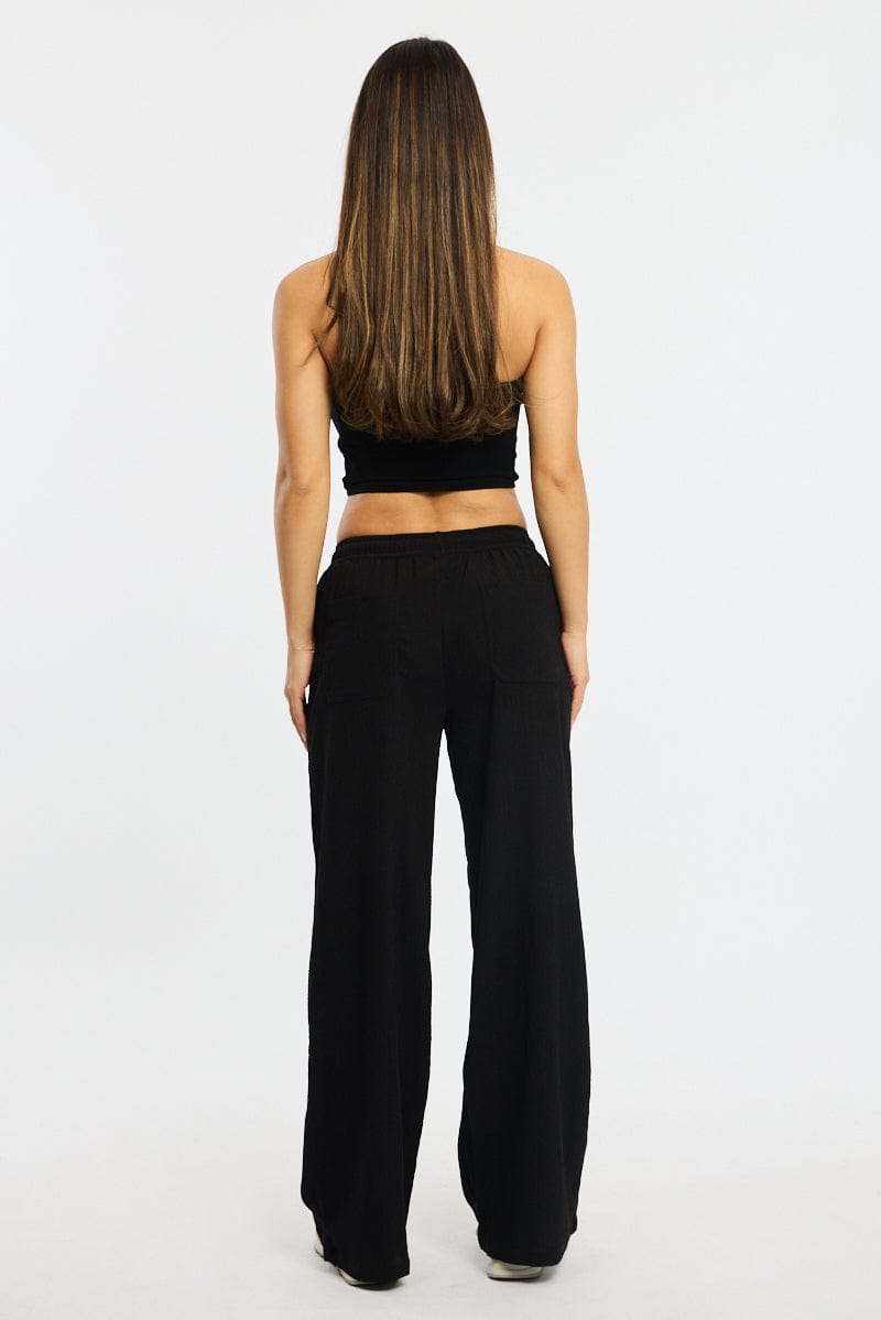 Black Wide Leg Pants Elasticated Waist