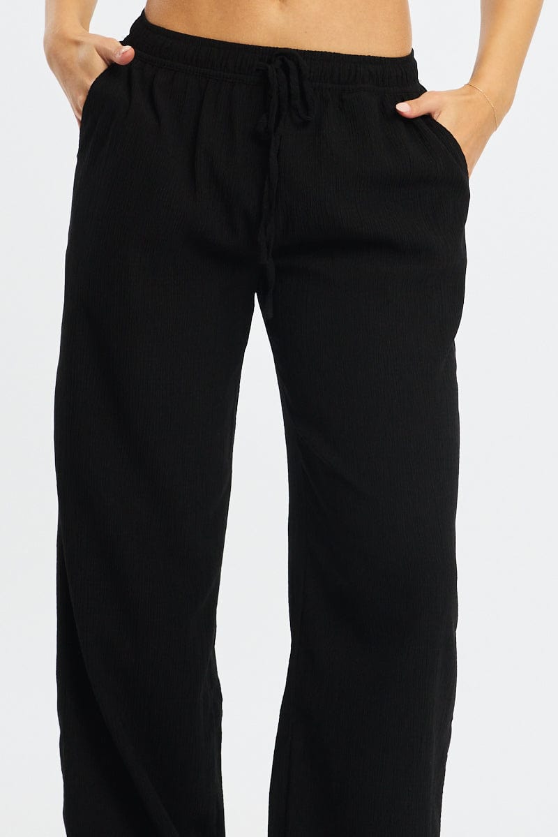 Black Wide Leg Pants Elasticated Waist