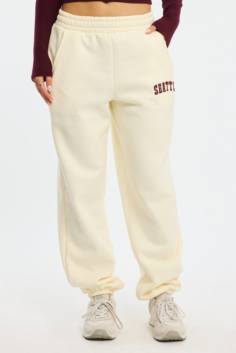 White Track Pants Jogger