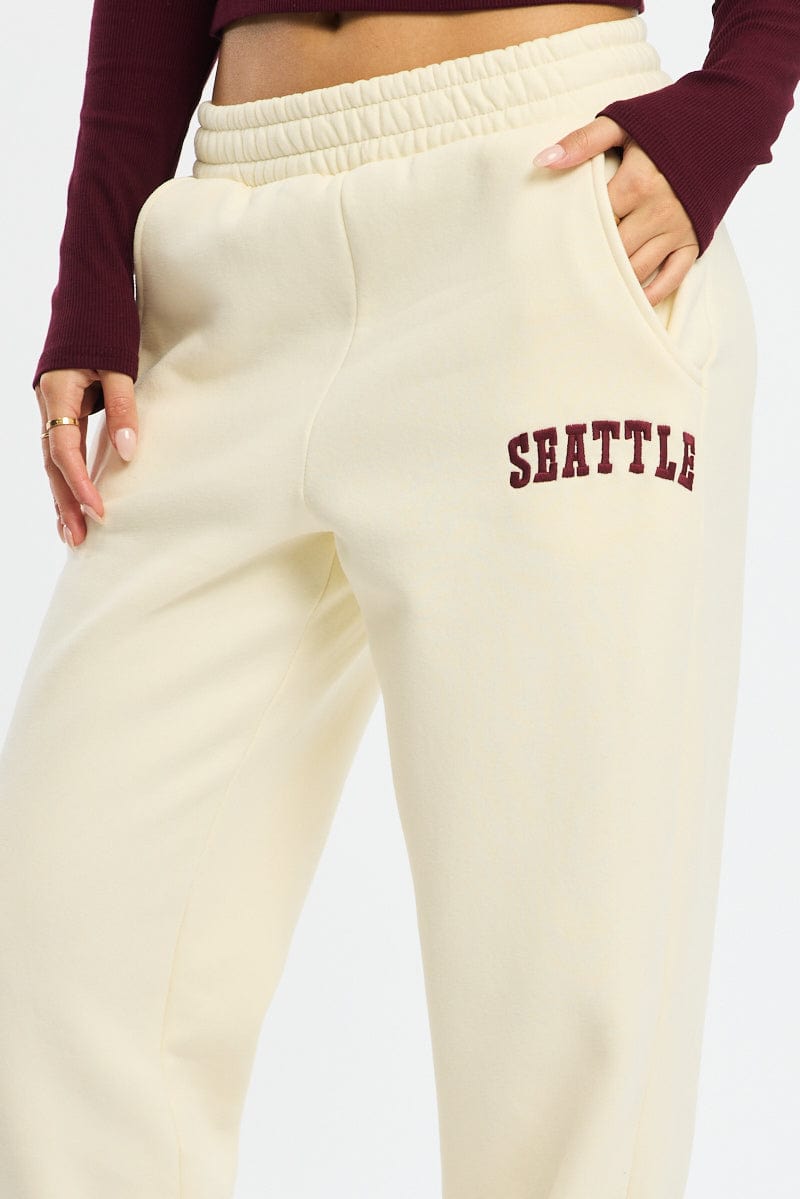 White Track Pants Jogger from Ally Fashion