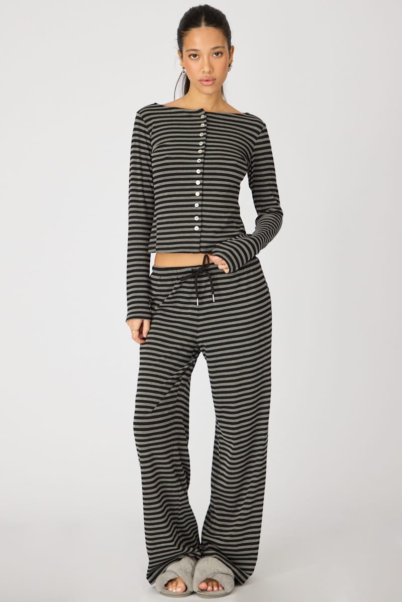 Black Stripe Relaxed Lounge Pants