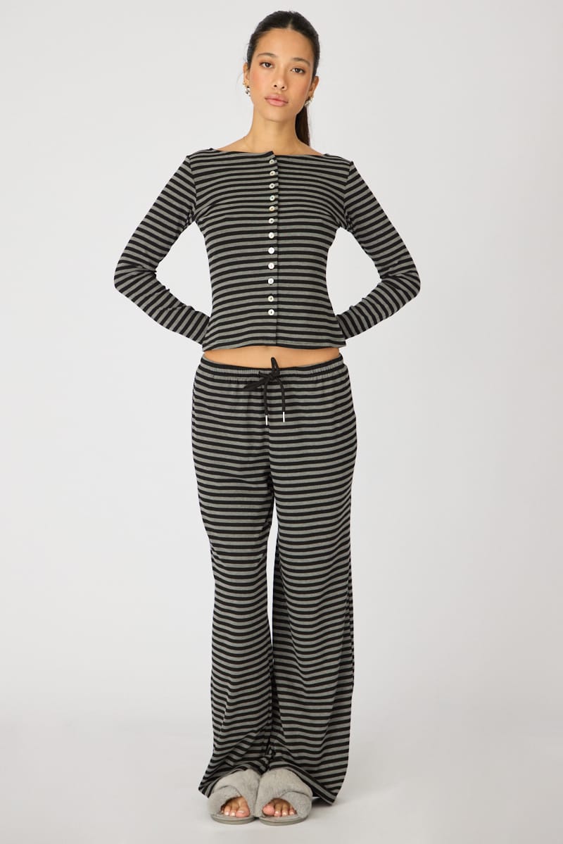 Black Stripe Relaxed Lounge Pants
