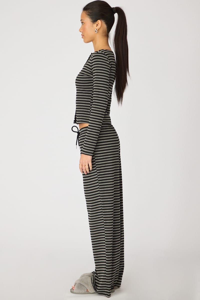 Black Stripe Relaxed Lounge Pants