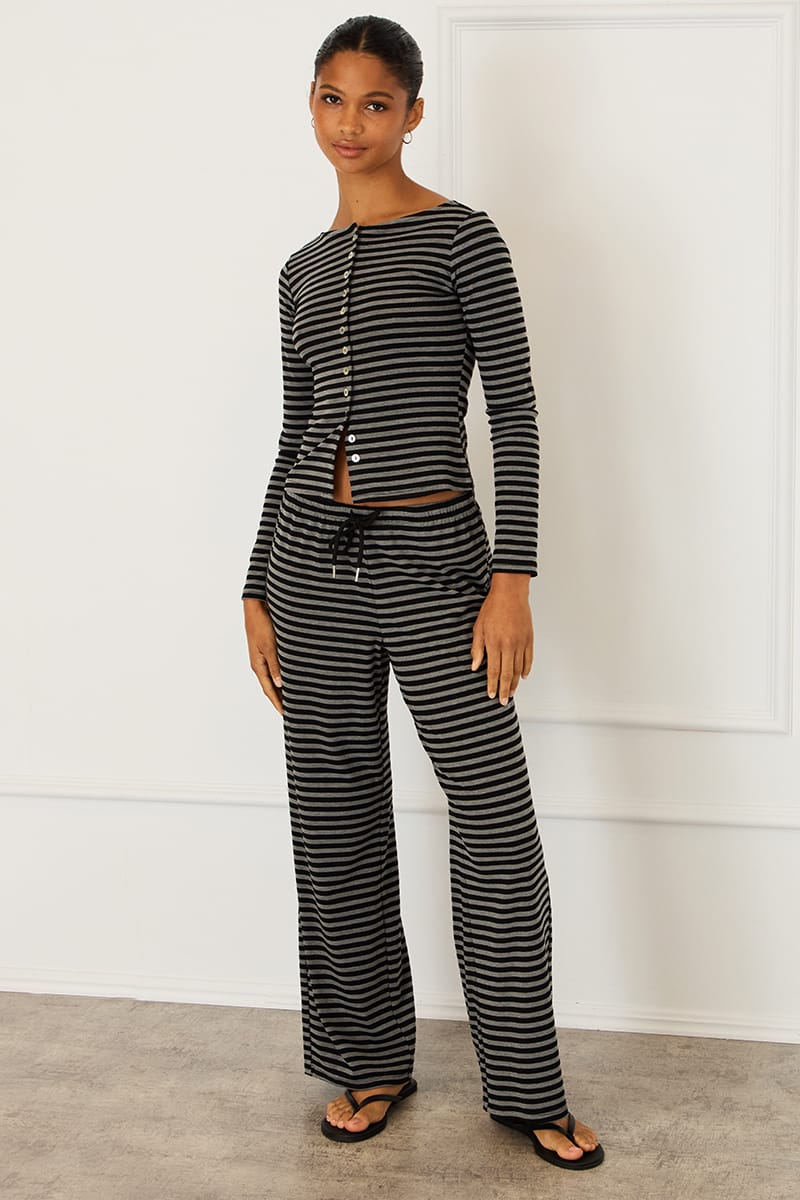 Black Stripe Relaxed Lounge Pants