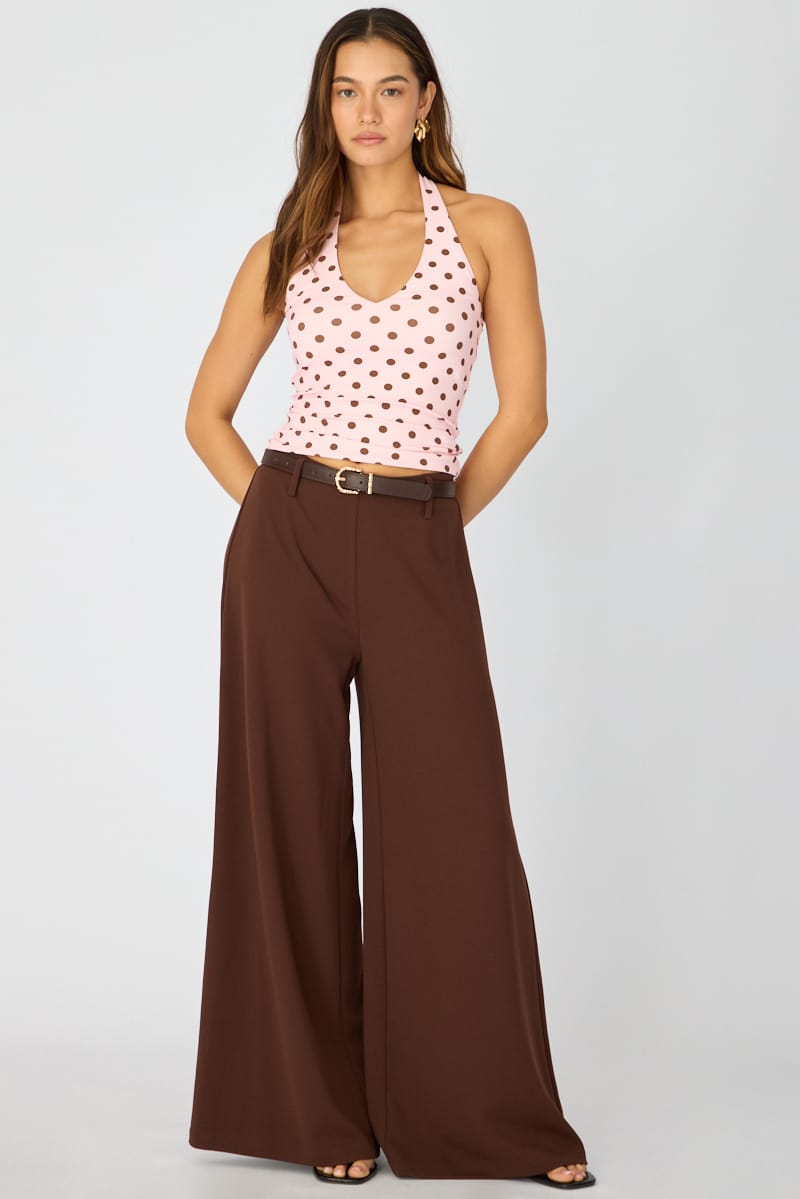 Brown Wide Leg Pants