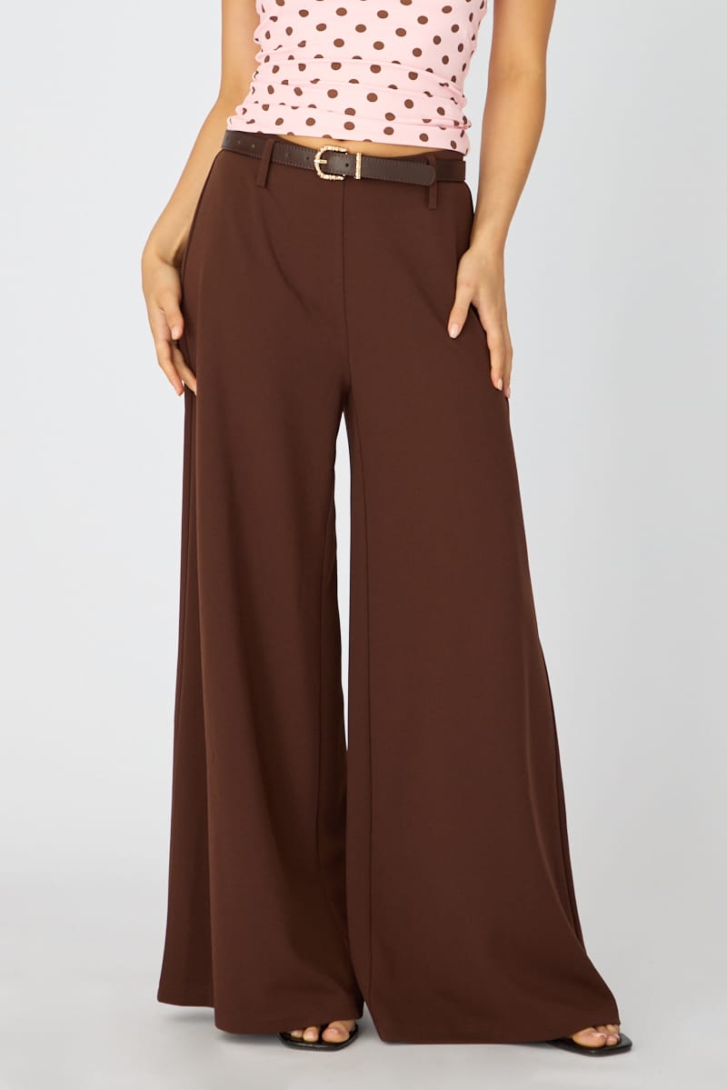 Brown Wide Leg Pants