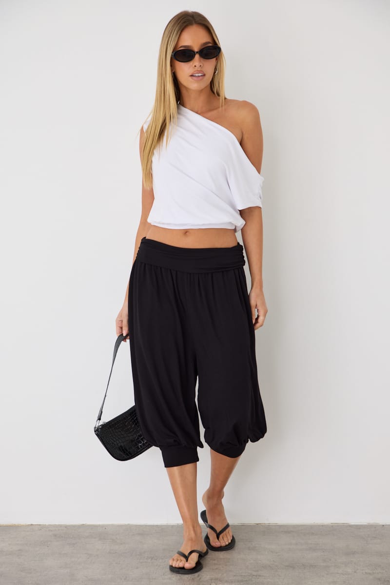 Black Cropped Sarouel Trouser