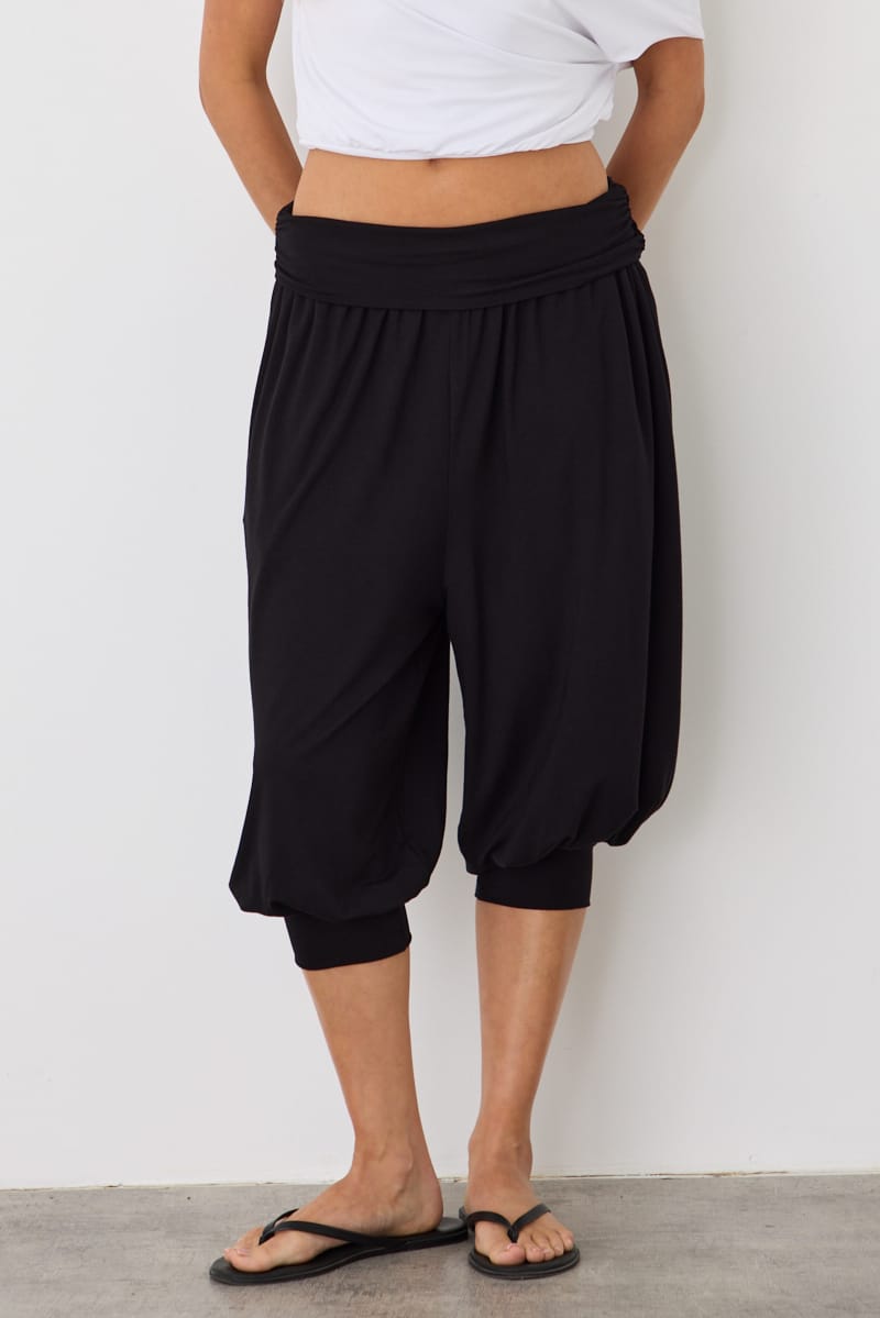 Black Cropped Sarouel Trouser