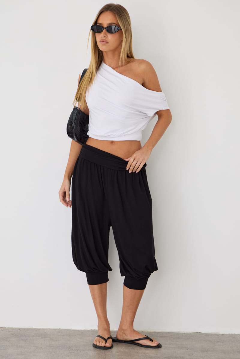 Black Cropped Sarouel Trouser