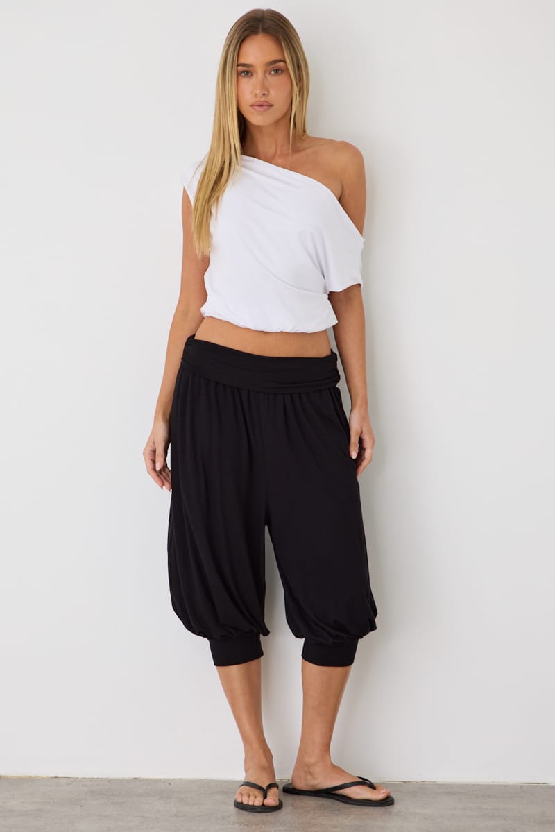 Black Cropped Sarouel Trouser