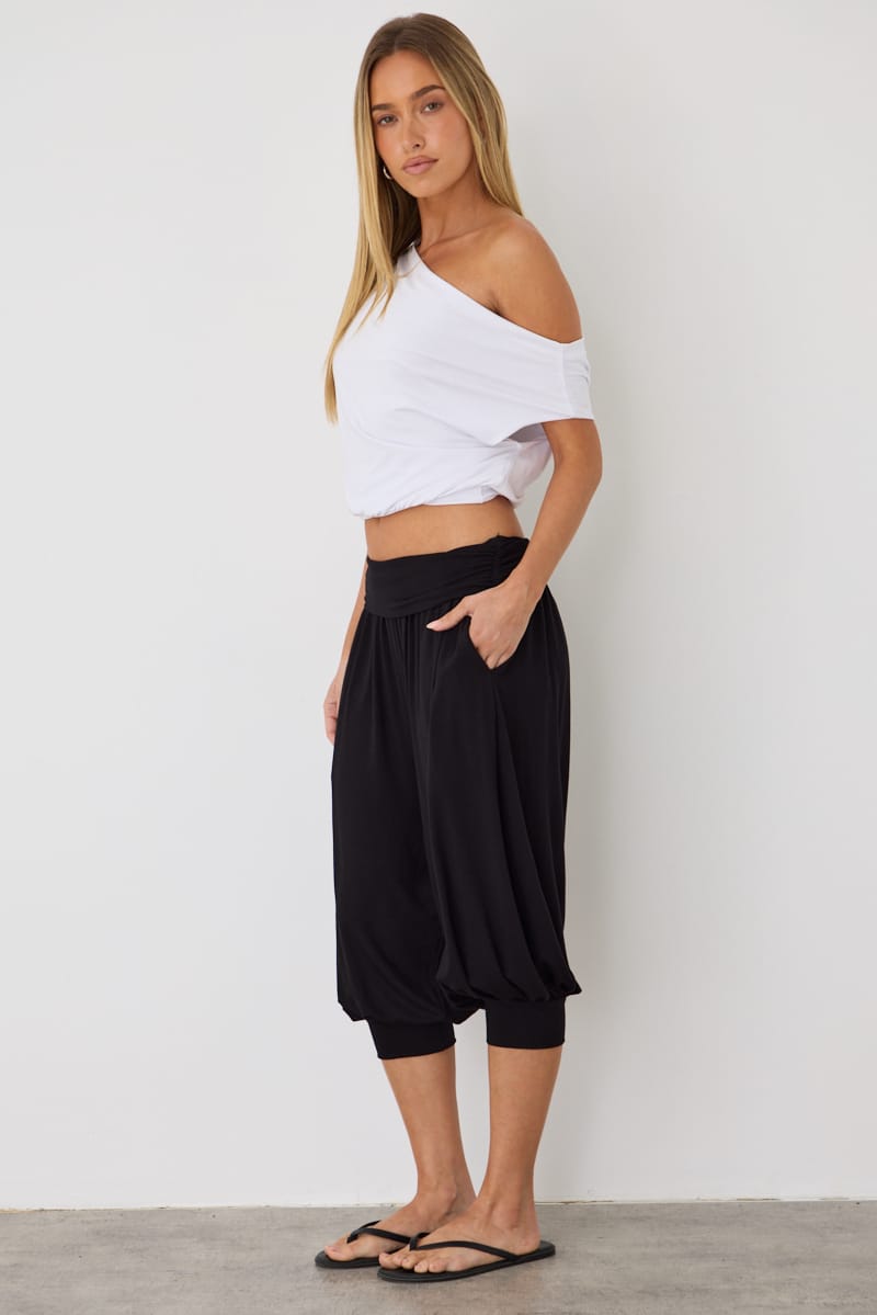 Black Cropped Sarouel Trouser