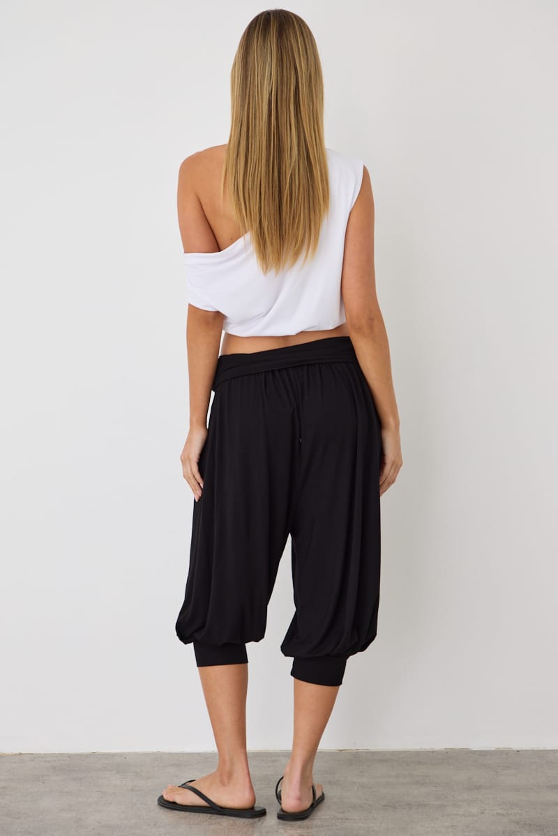 Black Cropped Sarouel Trouser