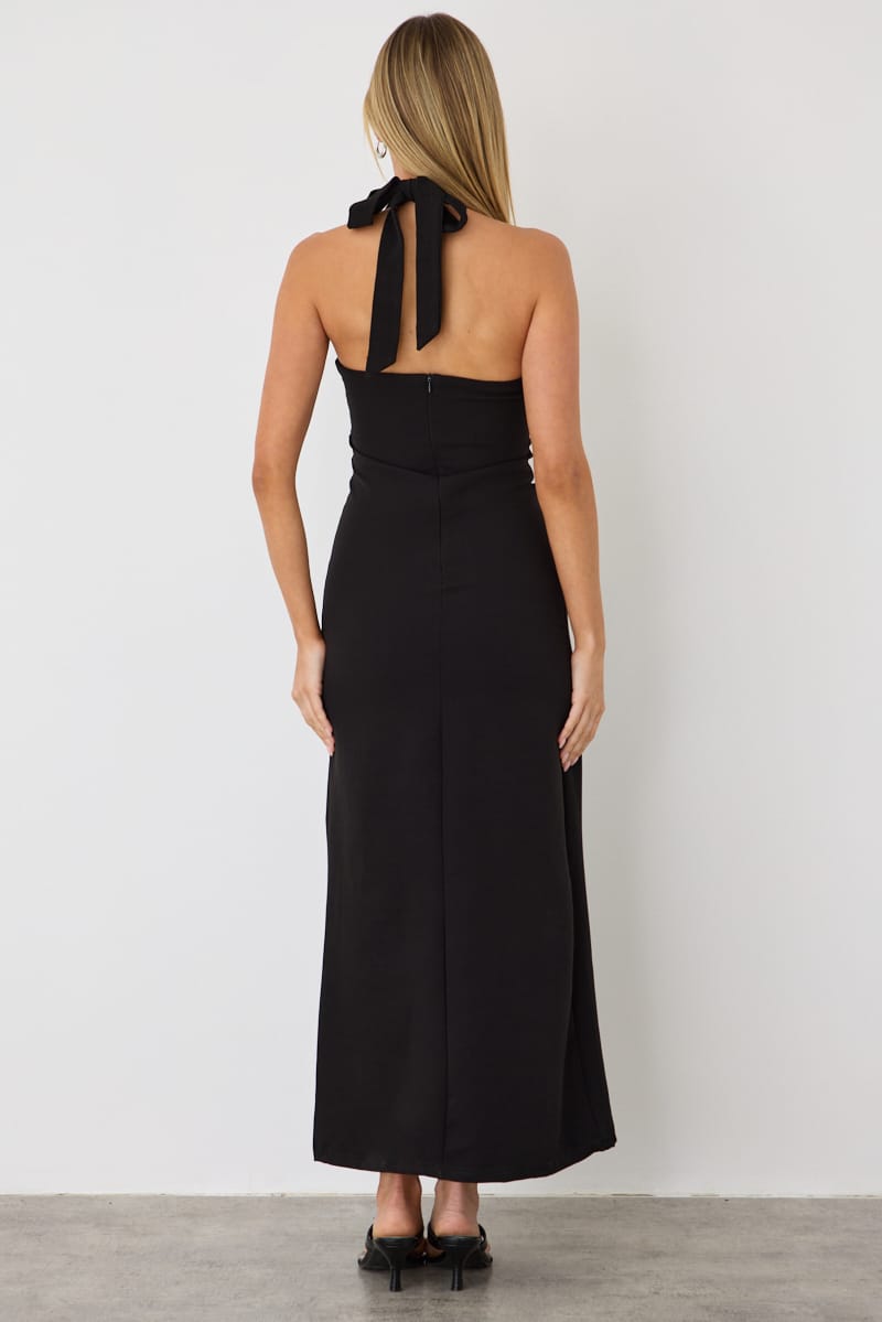 Black Midi Plunge Dress