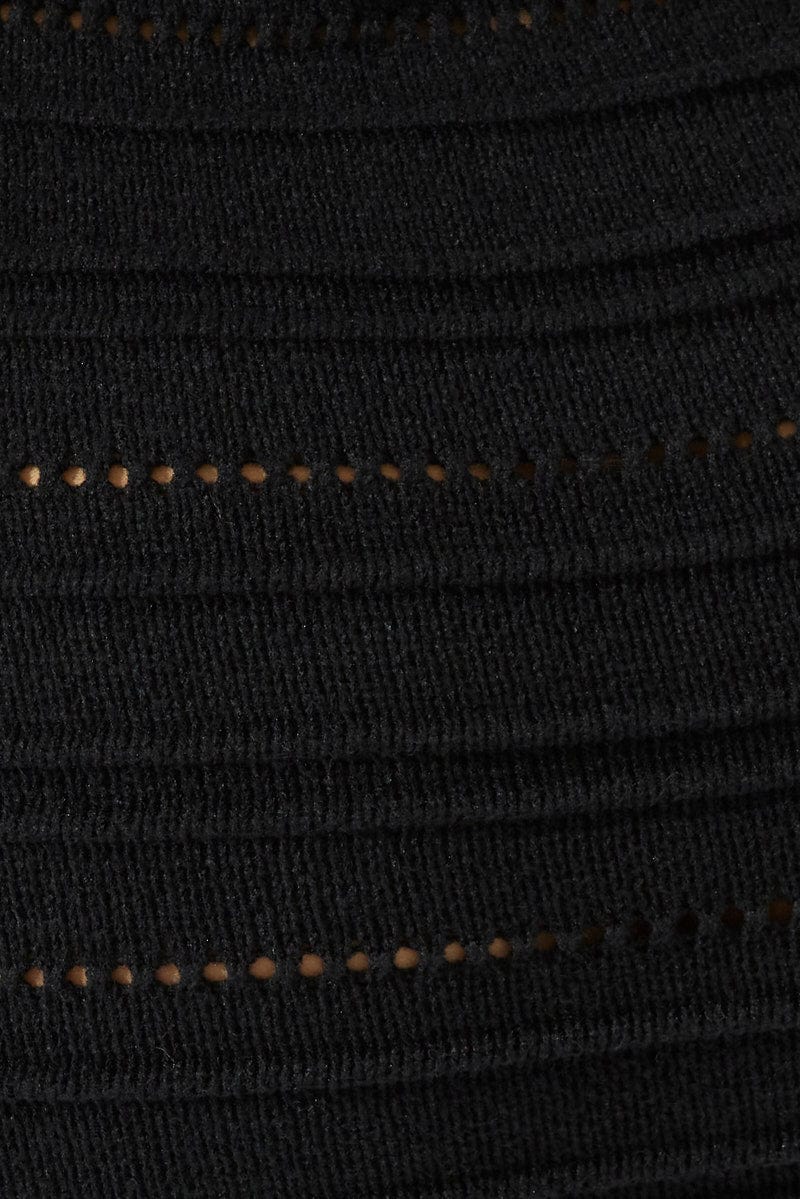 Black Knit Dress Twisted Bust Midi