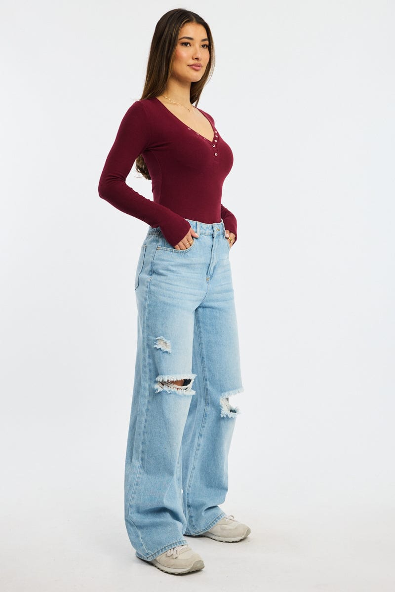 Denim Baggy Jeans Mid Rise