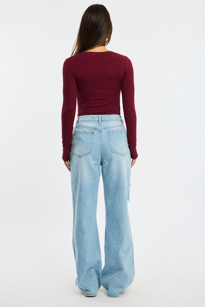Denim Baggy Jeans Mid Rise