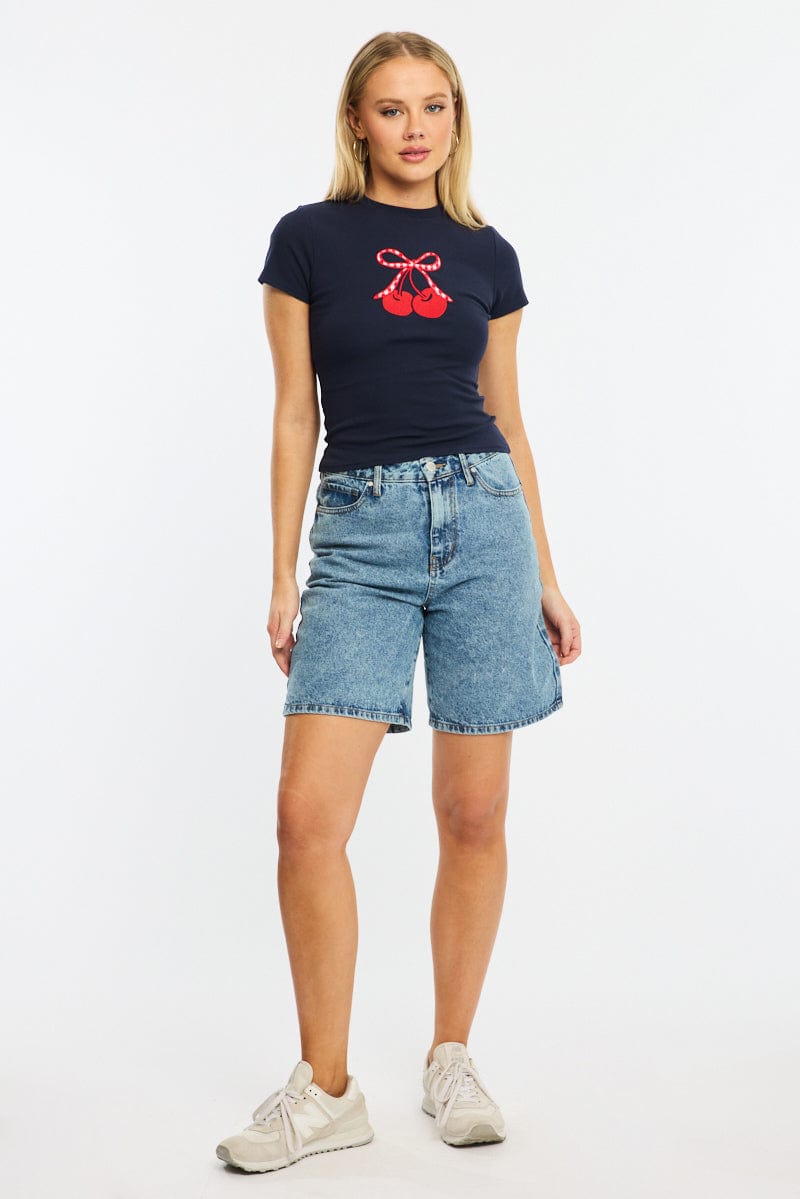 Denim Bermuda Jorts Mid Rise