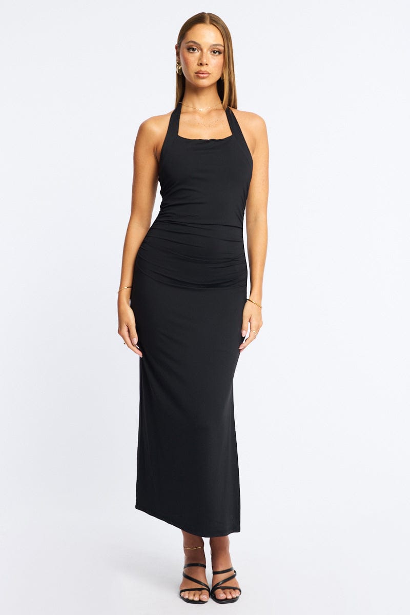 Black Bodycon Dress Halter Neck