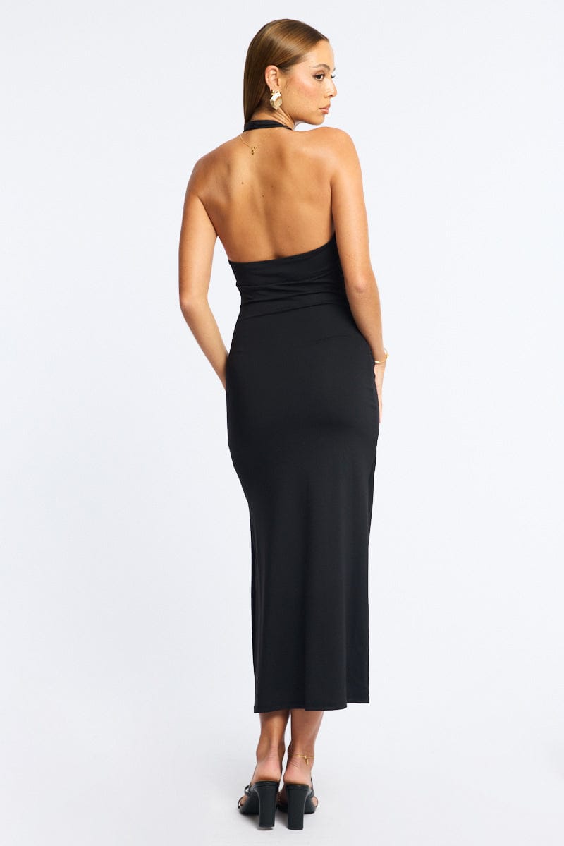 Black Bodycon Dress Halter Neck