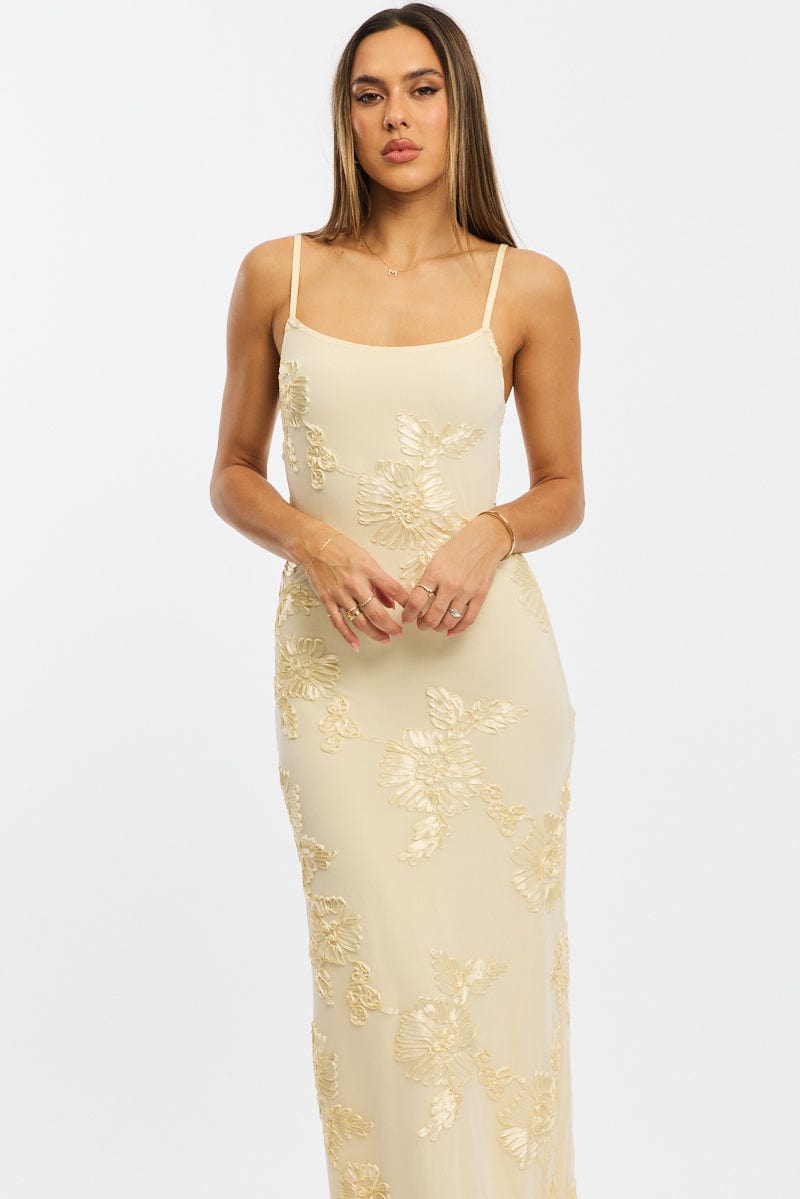 Yellow Bodycon Dress Embroidered Mesh | Ally Fashion Yellow Bodycon Dress Embroidered Mesh | Ally Fashion