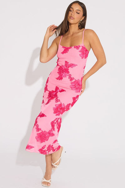 pink bandeau embroidered lace bodycon dress Bandeau Frill Hem Broderie Mini Dress In Pink | EGO US