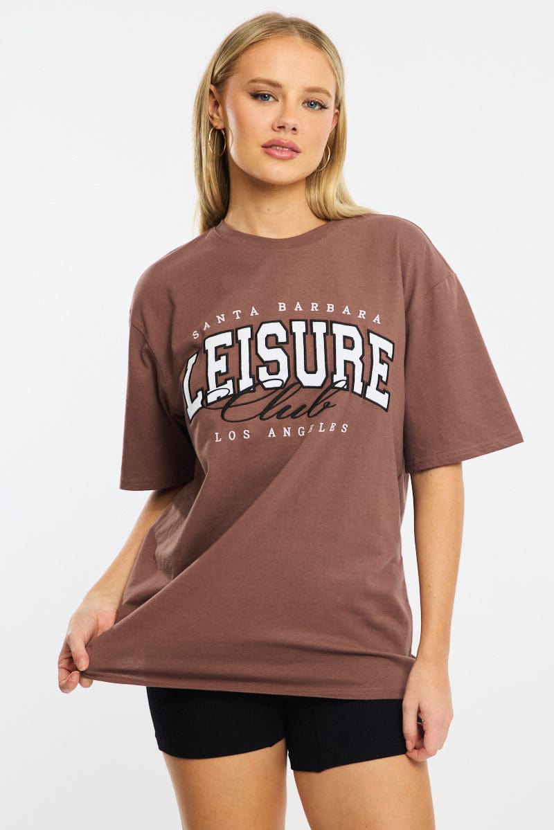 Brown Graphic Tee Short Sleeve