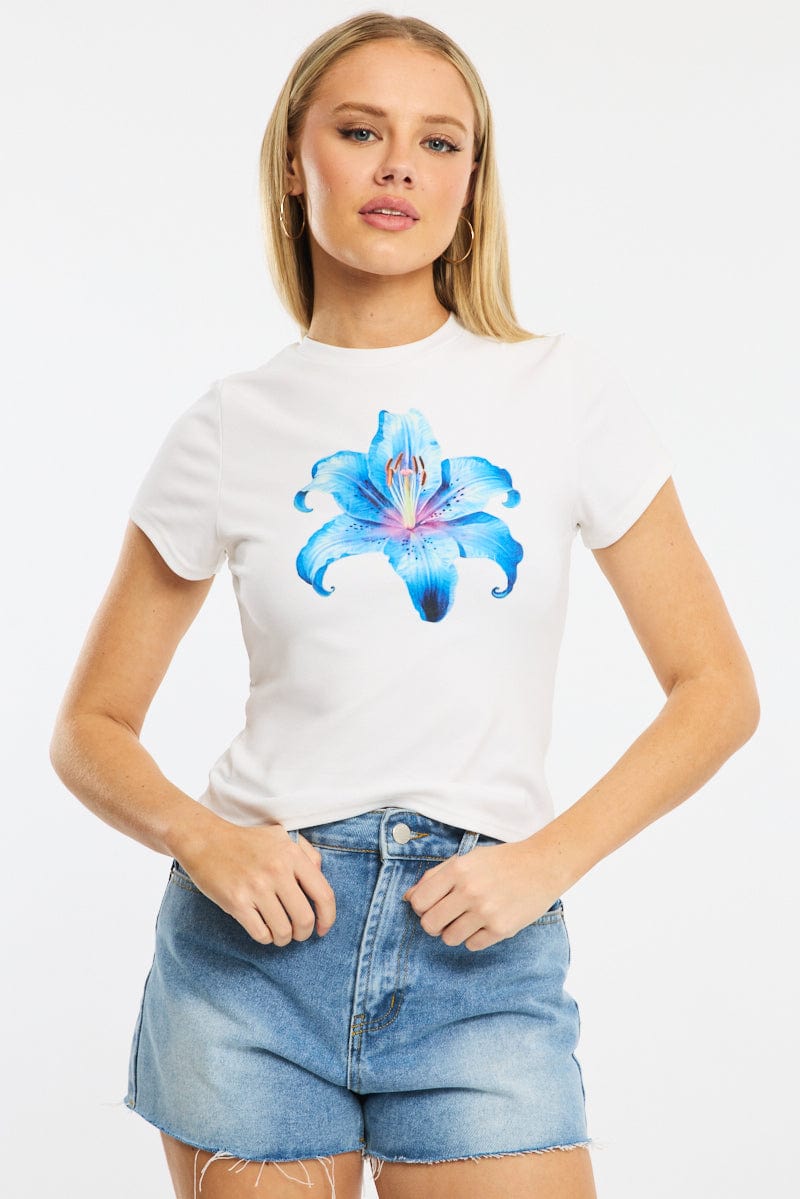 White Graphic Tee Short Sleeve