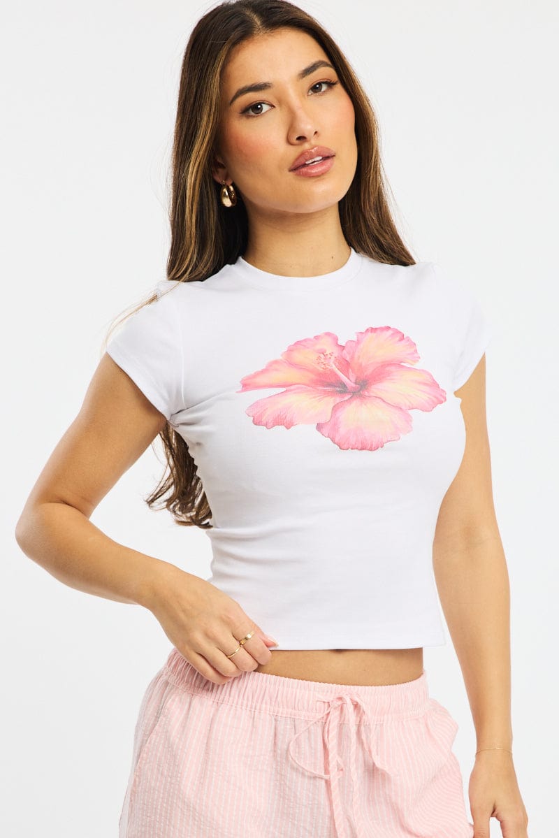 White Graphic Tee Short Sleeve