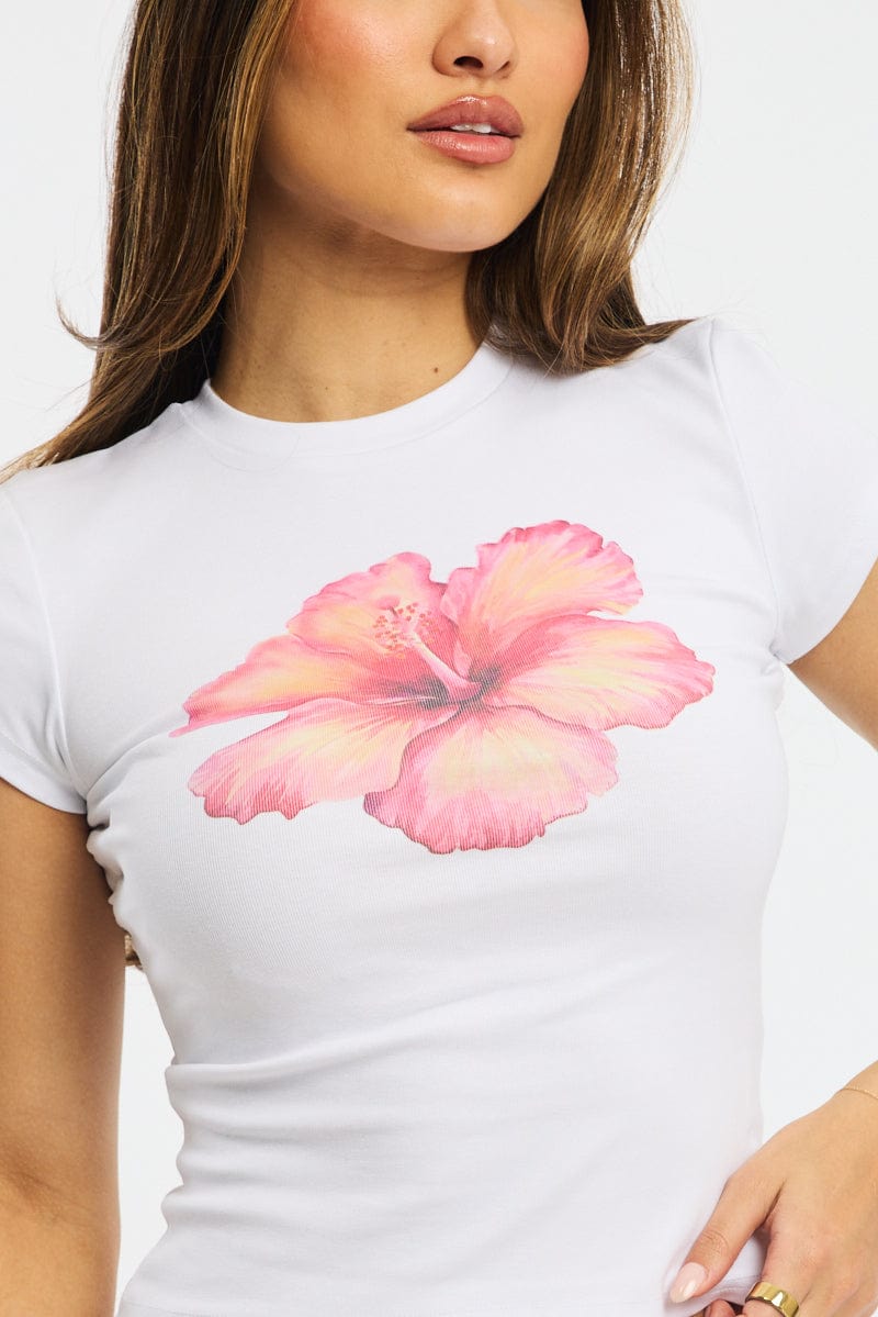 White Graphic Tee Short Sleeve