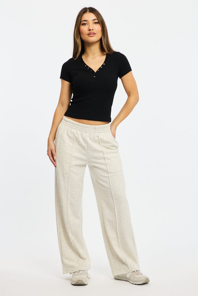 Black Henley Top Short Sleeve