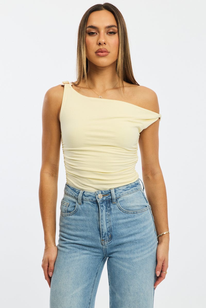 Yellow One Shoulder Bodysuit